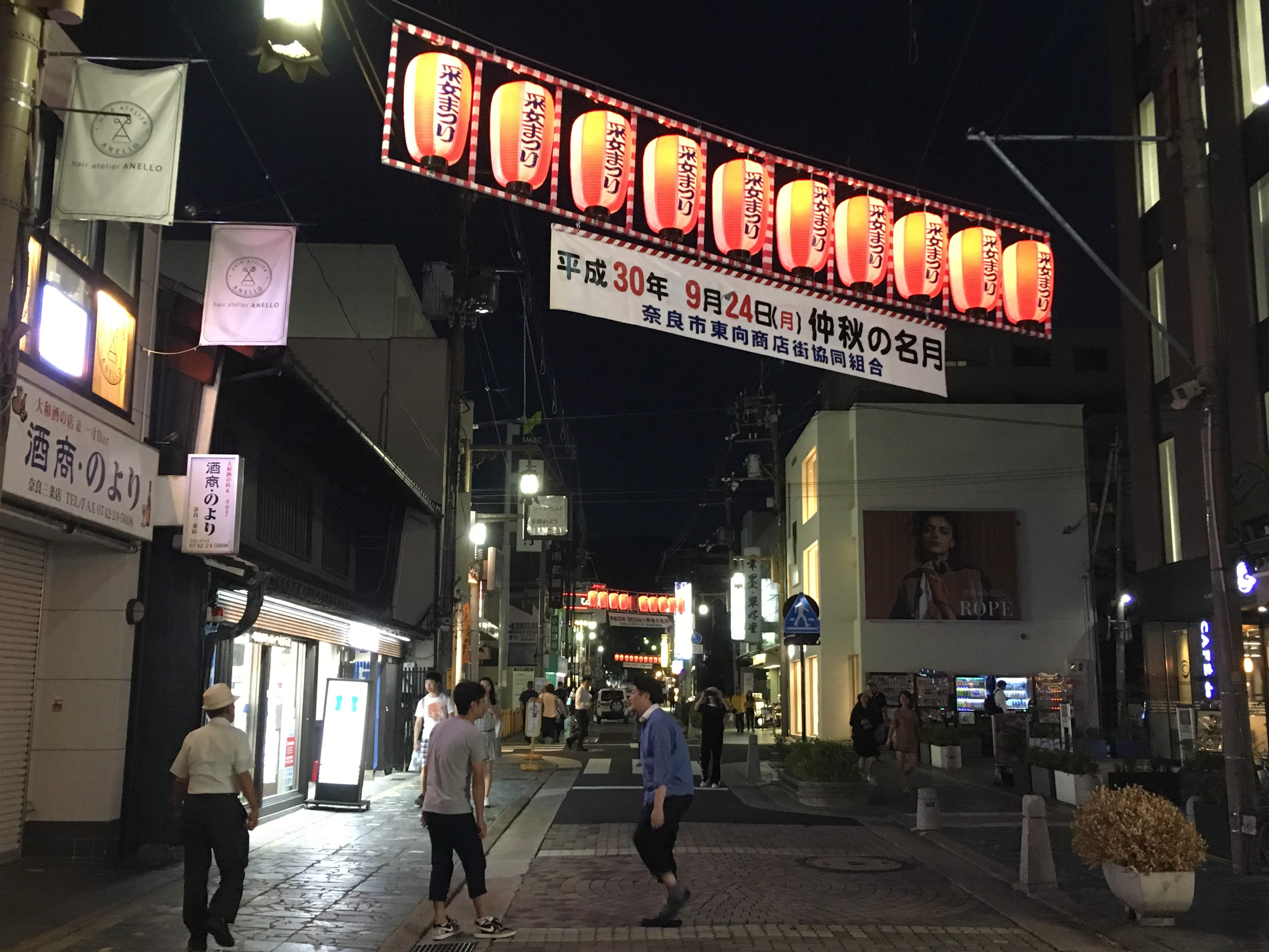 Sanjo-dori at night in Nara